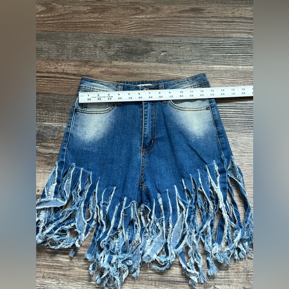 JC& JQ Jeans High Waisted Jean Shirts w/ Fringes/ Color: Blue/ Size: Small - Picture 3 of 4
